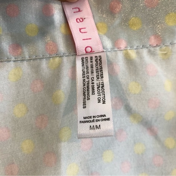 Blush cotton polyester polka dot satin feel pajama set  pants and top SZ M - Picture 5 of 7